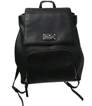 Kate Spade Remington Black Pebbled Leather Backpack Flap